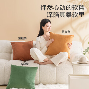 京东京造棉花糖抱枕 超柔棉棉绒沙发床头客厅办公室腰靠枕垫蜜糖橘45x45cm