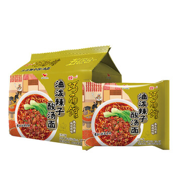 统一 巧面馆 方便面 油泼辣子酸汤面 116g袋面*5袋 五连包