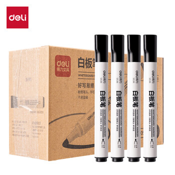 得力（deli）30支大包装可擦白板笔 办公教学会议白板笔 老师教师培训板书好写易擦 黑色 P0S537