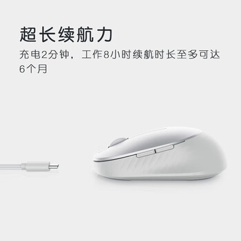 戴尔（DELL）MS7421W无线鼠标 人体工学高端外设 铂金银