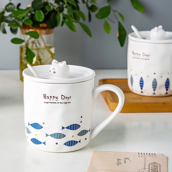 瓷魂 陶瓷马克杯带盖带勺杯子咖啡杯情侣茶杯男女大容量水杯 小猫杯 瓷魂 陶瓷马克杯带盖带勺杯子咖啡杯情侣茶杯男女大容量水杯 小猫杯