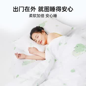 诺兰森迪一次性四件套床单被罩隔脏枕套旅行住宿床品套装 -苹安喜乐印花
