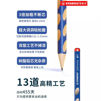 思笔乐（STABILO）洞洞铅笔 小学生文具 HB铅笔 儿童矫姿练字 考试铅笔 324紫色6支装 儿童铅笔