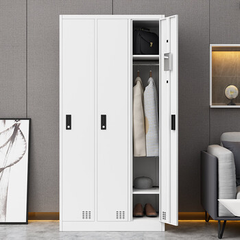 富路达钢制暖白三门更衣储物柜衣服柜员工宿舍更衣箱铁皮寄存柜存包柜