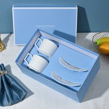 Wedgwood意大利浮雕2杯2碟组盒套装 白色浮雕陶瓷杯250ml白色杯碟 Wedgwood意大利浮雕2杯2碟组盒套装 白色浮雕陶瓷杯250ml白色杯碟