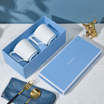 Wedgwood意大利浮雕白色骨瓷马克杯对杯套盒 350ml