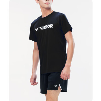VICTOR威克多胜利羽毛球服男款训练服快干透气T恤T-40050 黑色 L