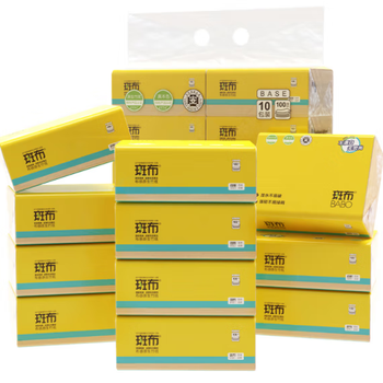 斑布 抽纸纸竹浆可湿水纸巾3层100抽 随机发货 10包*1提 DTMR100E10-1