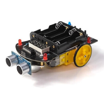 诺然 DIY小车套件 51单片机智能小车超声波避障小车电动测距机器人编程 盖母螺帽球版 全套散件