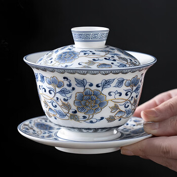 景德镇青花手绘盖碗品牌及商品- 京东