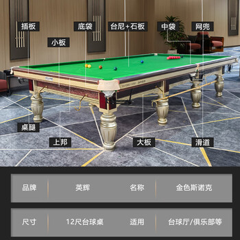 英辉（INVUI）台球桌斯诺克英式标准桌球台成人家用球房台案子 12尺台 S60G