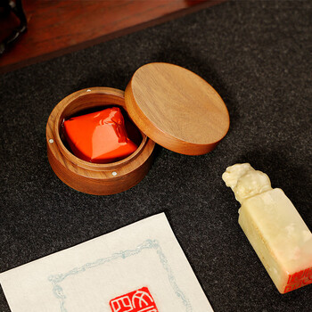 漢墨 花梨木印泥盒  简约小号篆刻装印泥用印泥盒 文房四宝书法仿古印泥盒