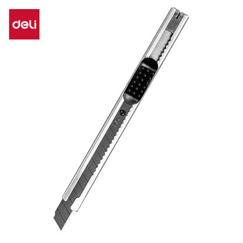 得力（deli）小号美工刀黑刃防锈美工刀片/裁纸刀片SK5合金钢 便携经典办公用品 黑色2053H