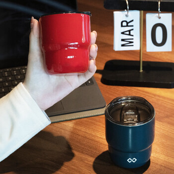 巢里便携咖啡杯304不锈钢户外随行外带露营迷你雪糕冰杯家居馆红