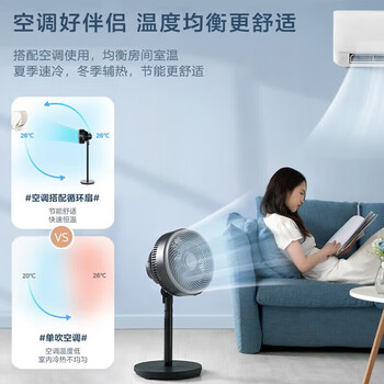 美的（Midea）空气循环扇 电风扇家用落地扇立式节能风扇轻音低噪大风量转页扇宿舍台式电扇 台立两用FGA24UM