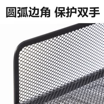 得力（deli）四层竖版金属文件座 办公桌文件架置物架 文件托盘 桌面文件框收纳架 PB265黑