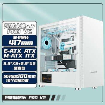 长城（Great Wall）阿基米德9 PRO白色电脑机箱（360水冷位/磁吸玻璃翻门/0.8mm厚侧板/5硬盘位/10风扇位/5090显卡）
