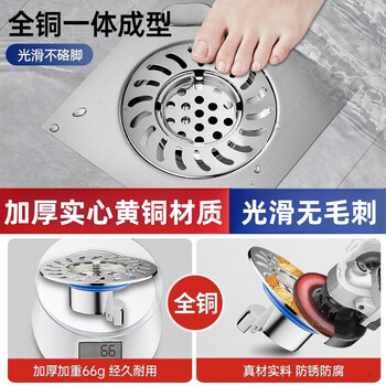 佳立方防臭地漏芯全铜通用下水道防臭神器过滤防堵卫生间防反味密封塞