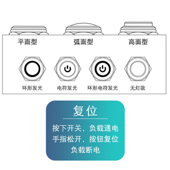 汇君 防水金属按钮开关平头高头球形小型启动停止复位自锁开关 19mm复位金属高头螺丝脚 汇君 防水金属按钮开关平头高头球形小型启动停止复位自锁开关 19mm复位金属高头螺丝脚