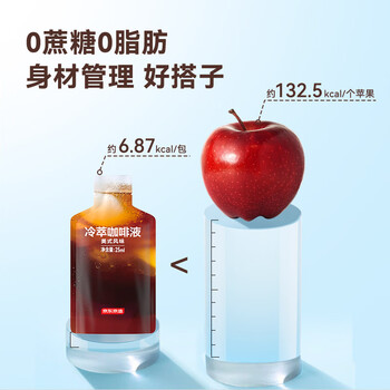 京东京造鲜来多加浓美式冷萃咖啡液10杯装0糖0脂速溶深烘黑咖啡25ml*10袋