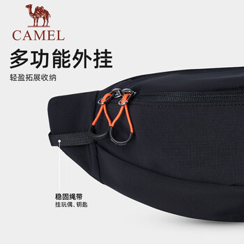 骆驼（CAMEL）户外多功能运动腰包健身跑步手机小包 575B63L5034 幻影黑 均码