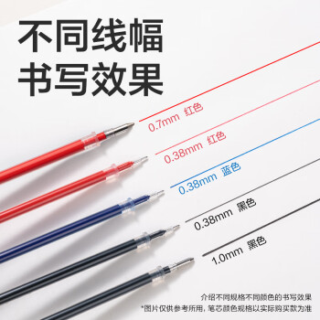 得力（deli）0.7mm拔帽中性笔芯子弹头替芯 办公用品 红色20支/盒S761