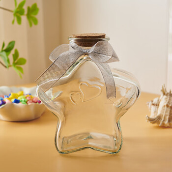 佳茉渐变色星星彩色折纸条叠星星瓶幸运星玻璃瓶手工纸折许愿瓶伴手礼元宵妇女节礼物幼儿园五角星瓶