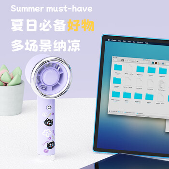 欧利文小风扇桌面床上用制冷静usb充电音便携式手持小型迷你随身携带循环扇办公室宿舍立式风宝6档带底座