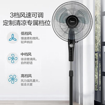 美的（Midea）电风扇 家用3叶立式落地扇 可升降定时 客厅卧室16吋风扇循环风扇 FSA40YF