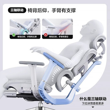 普格瑞司蝶翼C 人体工学椅电脑椅 双背护腰设计久坐舒适办公椅 白色