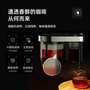 柏翠（petrus）全自动咖啡机 美式磨豆研磨一体机 办公室咖啡机 咖啡粉咖啡豆两用咖啡壶 PE3200 银色