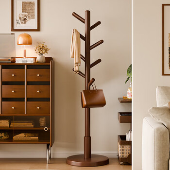 家逸实木衣架落地立式衣帽架卧室挂衣架挂衣服办公室挂包客厅置物架