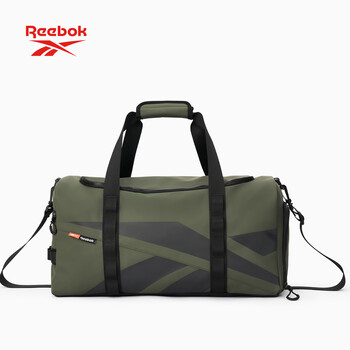 锐步防泼水大容量健身运动包可拆卸肩带多场景通勤旅行包 灰绿色-M