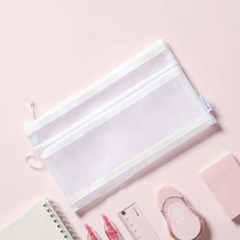 晨光（M&G）0金属透明双层网纱款笔袋考试专用铅笔袋学生文具袋大容量高颜值V-APB932MF 1个装