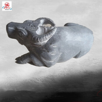 鲁寨石业石雕青石水牛石牛招财摆件卧牛家居客厅装饰摆件石头雕刻牛一