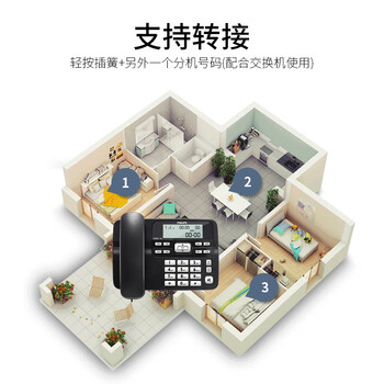 飞利浦(PHILIPS）电话机座机 固定电话 办公家用 免提通话 双接口 来电显示 CORD118商务版黑色