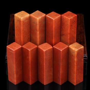 32寿山石　 芙蓉石　唐物　古印材　書道　印材　落款　関防　引首　雅号　美品 寿山石 ☆ キャンドルレッド芙蓉石 篆刻 印材 印章 書道 石材 稀少