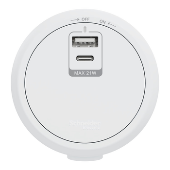 施耐德电气21W快充轨道插座排插1C+1A口20W快充适配器开关搭配白/咖轨道白色