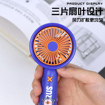 欧利文 小风扇桌面床上用手持USB充电低音三档 便携式迷你大风力电风扇办公室宿舍风宝 比鲁斯绿色