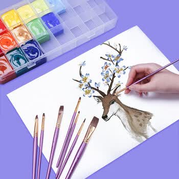 蒙玛特马毛水彩画笔水粉笔套装油画笔平头水彩笔丙烯排笔画笔套装1号（7支套）BMHS0026画画笔