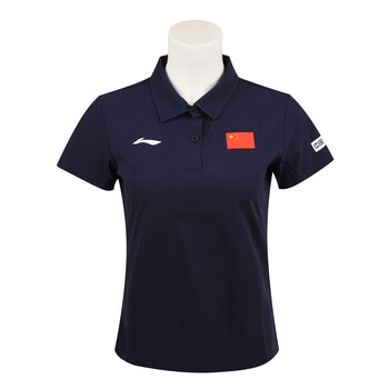 李宁（LI-NING）国旗短袖运动服女款 速干透气运动系列国旗服230-1墨水蓝XL