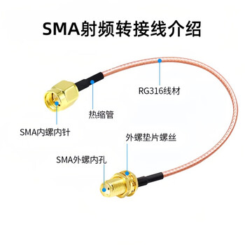 普联光迅SMA公针头转SMA弯母孔头射频线 RG316高频同轴馈线 屏蔽抗干扰耐弯曲耐高温PL-SMA-RG012-L 0.8米