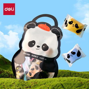 得力（deli）熊猫袋装粘土24色幼儿园黏土彩泥橡皮泥美术手工DIY玩具儿童男孩女孩生日毕业礼物