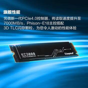 金士顿（Kingston）1TB SSD固态硬盘 M.2接口(NVMe PCIe 4.0×4) KC3000 读速高达7000MB/s 适配《黑神话：悟空》游戏