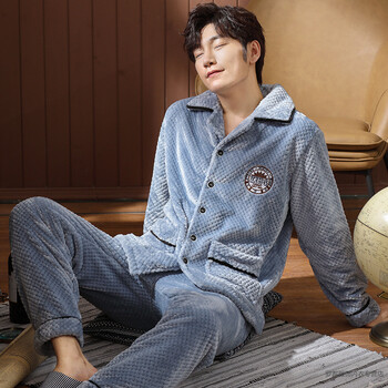 【京东品质保障】 男士睡衣冬季珊瑚绒保暖秋冬款大码青年法兰绒家居