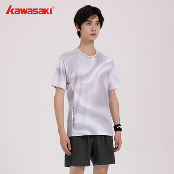 川崎（KAWASAKI）断码清仓羽毛球服男款短袖圆领T恤速干透气B1966 幻影灰 3XL