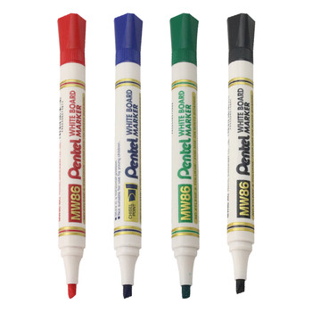 派通（Pentel ）可擦平头白板笔MW86单头可擦易擦书写顺滑办公文具 黑色单支装