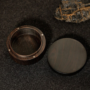 漢墨黑檀 木制印泥盒  简约实用篆刻印泥盒 文房四宝书法仿古印泥用品