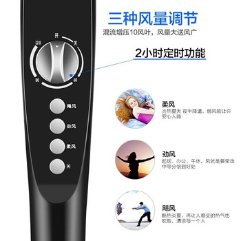 先锋电风扇/落地扇 家用办公10风叶大风量用摇头立式风扇定时省电落地扇台式电扇风扇落地 FS40-17D