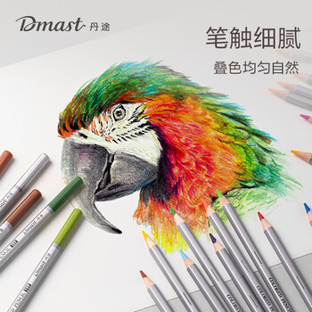 得力（deli）48色丹途油性彩色铅笔高显色美术设计专业手绘专用绘画笔彩铅入门填色彩笔套装RK100-48彩笔画画笔